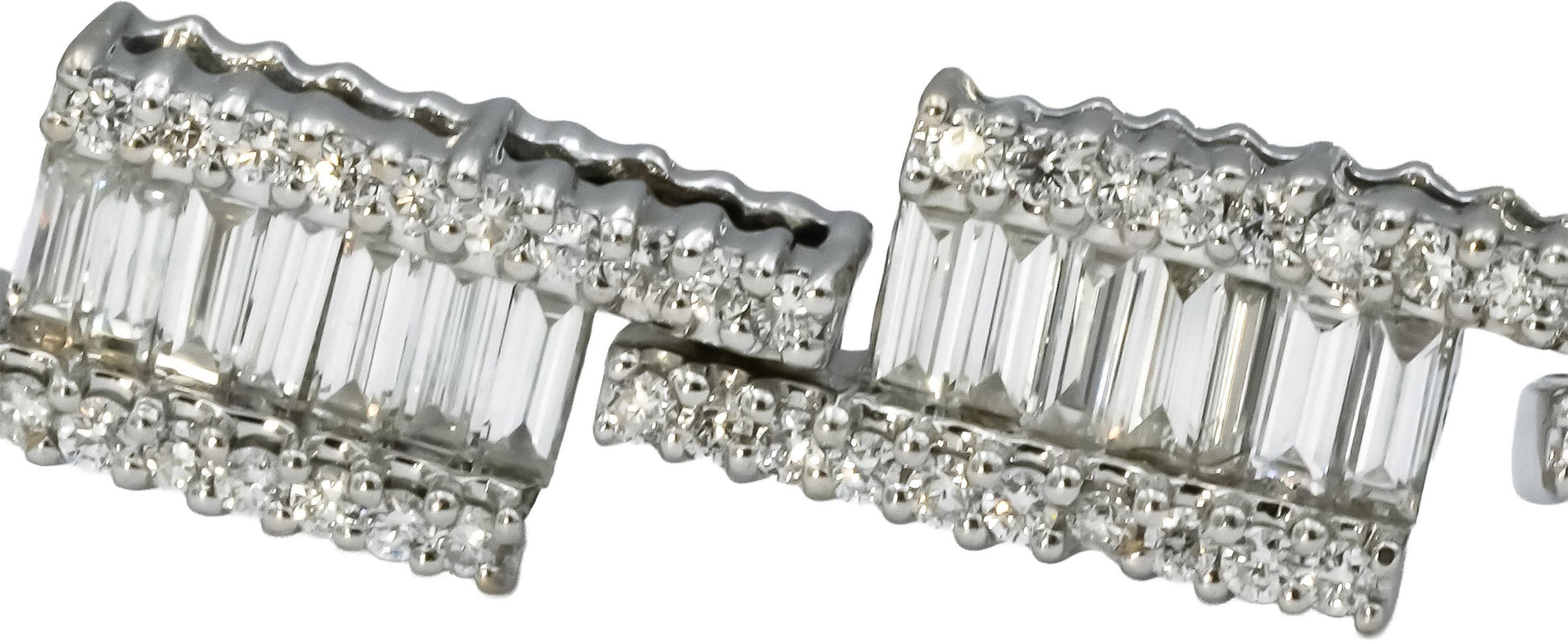 14k White Gold VS Round and Emerald Cut Diamond Fancy Link Bracelet 6.50CT