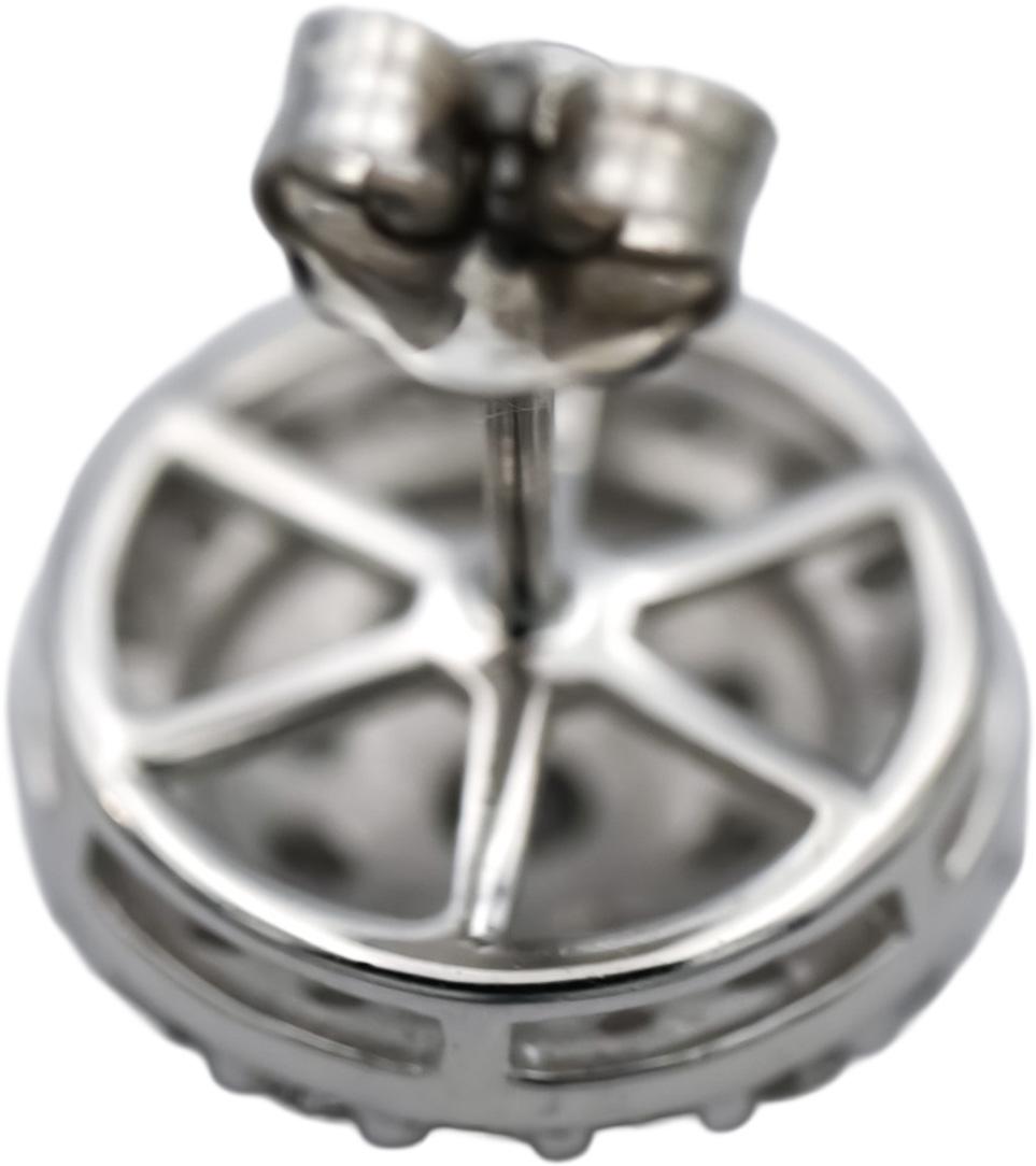 10k White Gold Round Diamond Cluster Stud Earrings 1.0CT