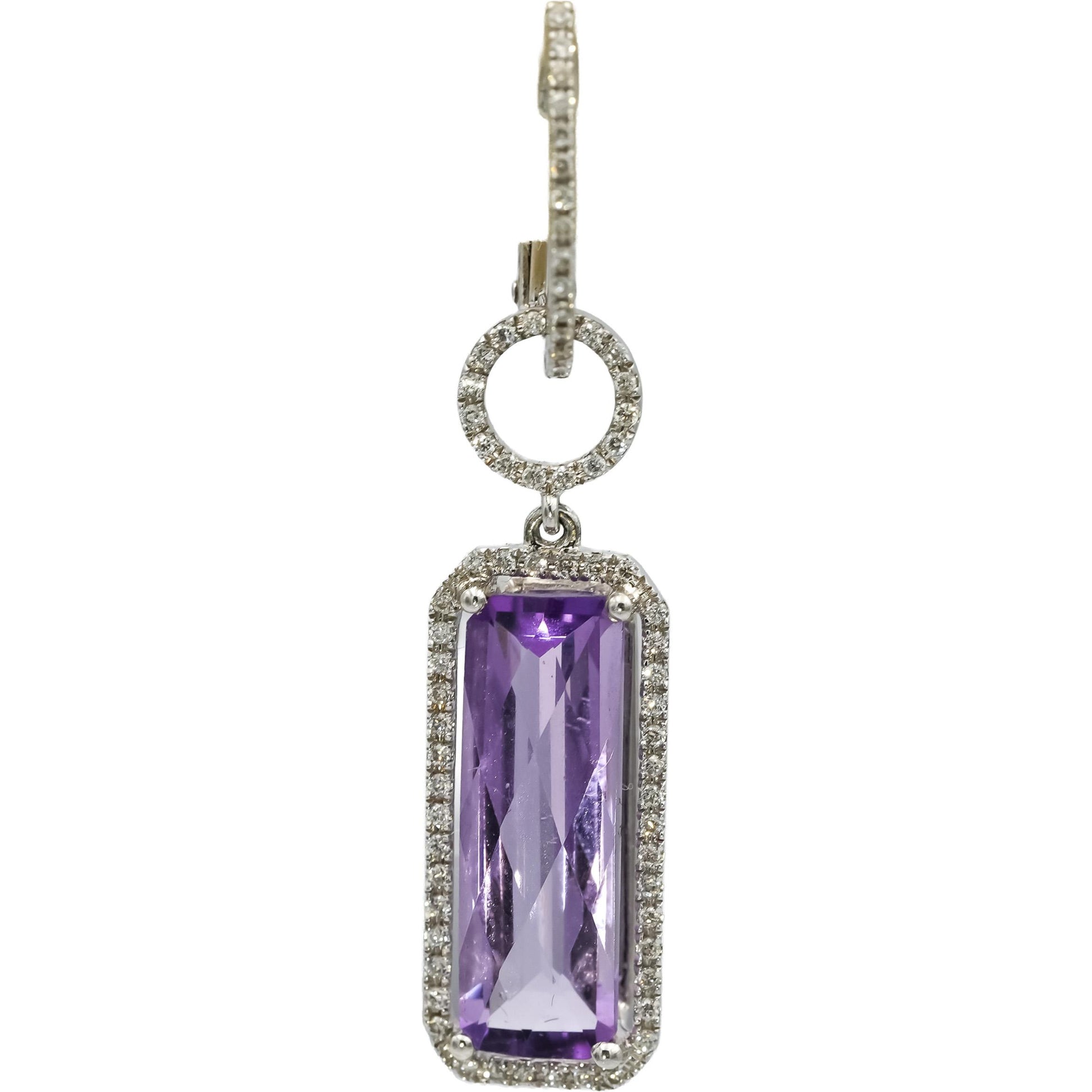 18k White Gold Diamond and Amethyst Drop Dangle Earrings 8.0CTW