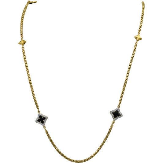 DAVID YURMAN 18k Yellow Gold VS Diamond and Carved Onyx Chain Necklace 1.0CT