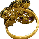 18k Yellow Gold & Rhodium Pink Tourmaline Butterfly Ring 1.25CT Size 7.5
