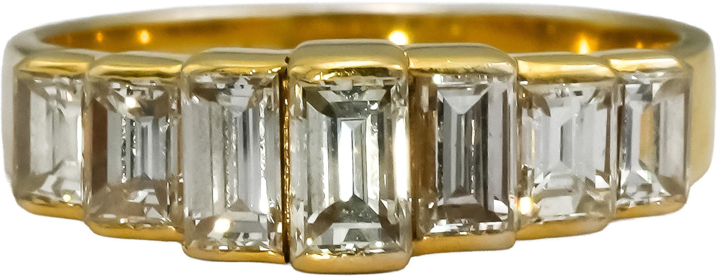 18k Yellow Gold VS Emerald Cut Diamond Band Ring 1.88CT Size 7.5