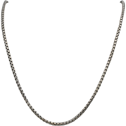 DAVID YURMAN 18k White Gold Box Link Chain Necklace 3.4mm Wide/22in Long