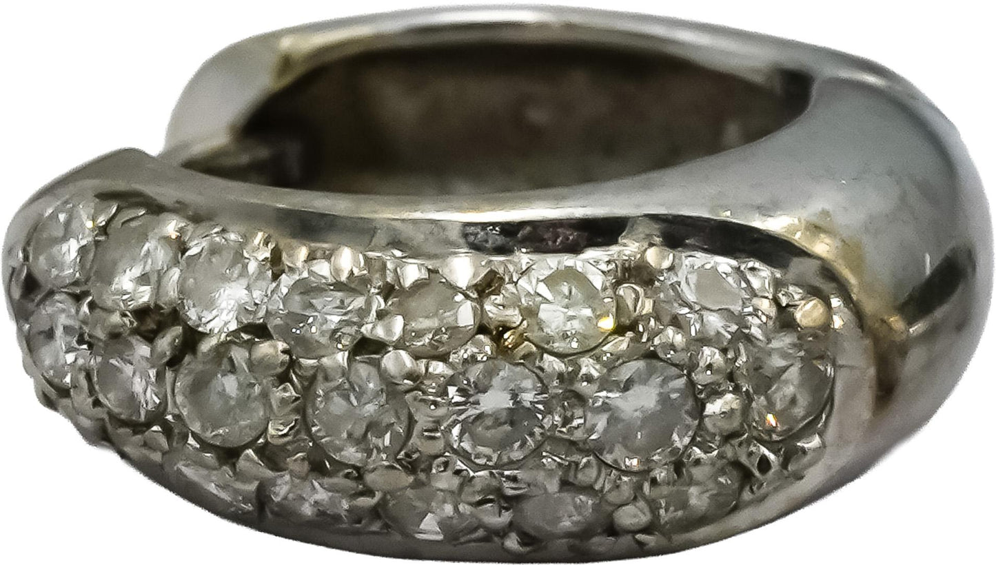 14k White Gold Round Diamond Hoop Huggie Earrings 0.45CT
