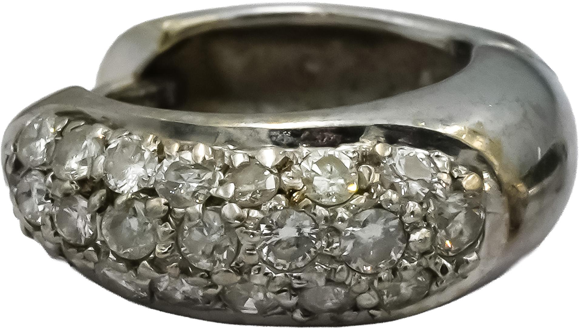 14k White Gold Round Diamond Hoop Huggie Earrings 0.45CT