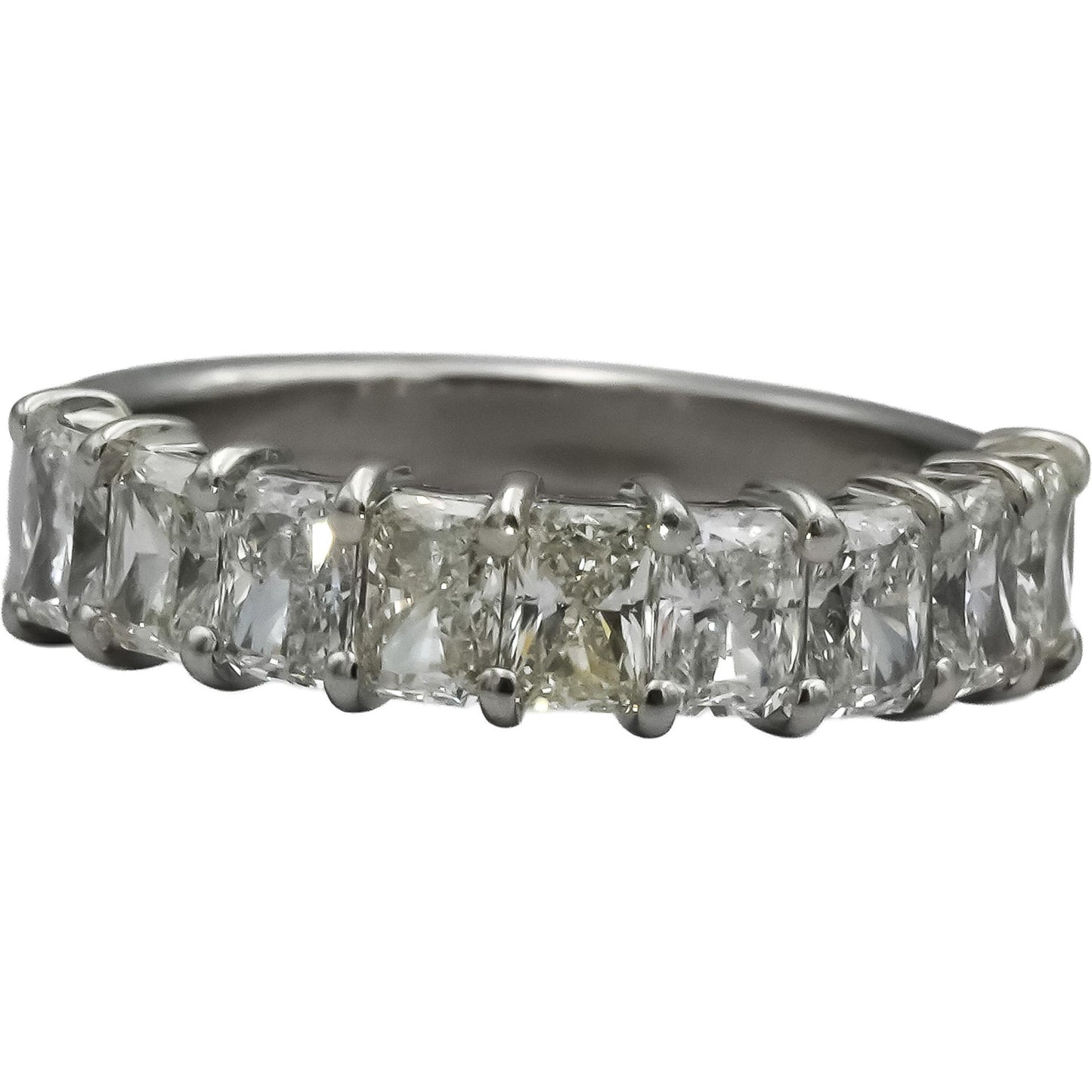 18k White Gold VS Radiant Cut Diamond Band Ring 1.50CT Size 4.75