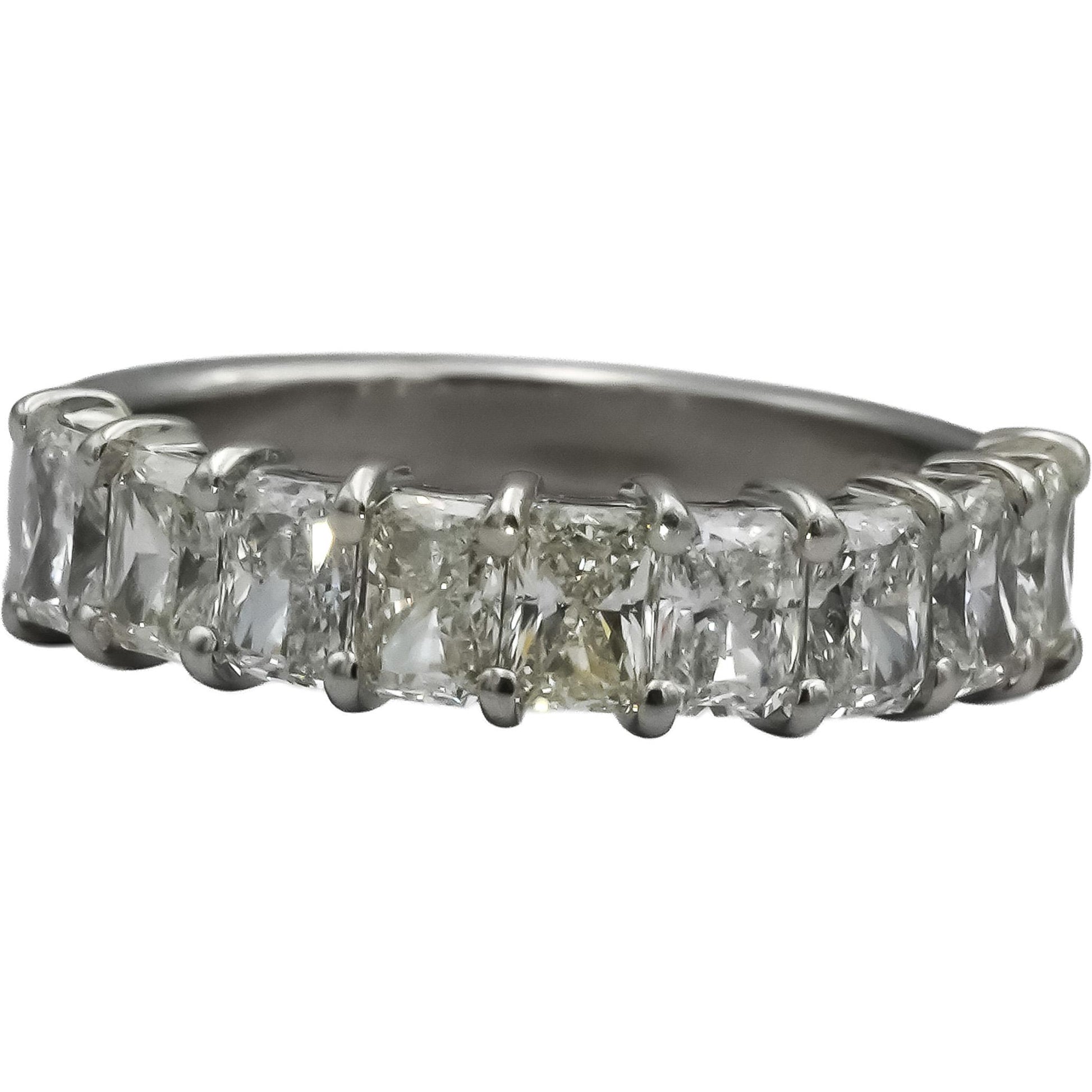 18k White Gold VS Radiant Cut Diamond Band Ring 1.50CT Size 4.75
