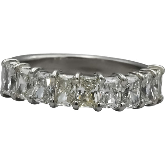 18k White Gold VS Radiant Cut Diamond Band Ring 1.50CT Size 4.75