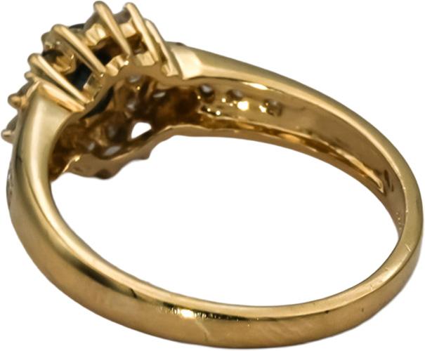 14k Yellow Gold Diamond and Sapphire Cocktail Ring 0.50CT Size 6.25