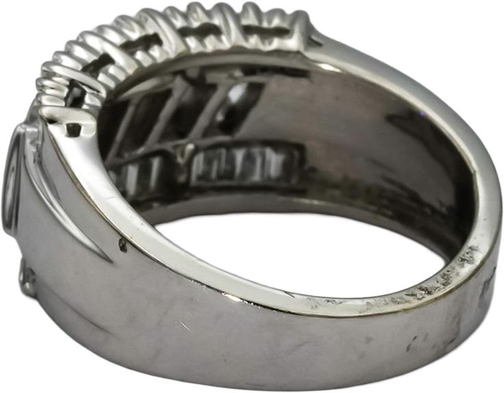 14k White Gold VS Round and Baguette Cut Diamond Band Ring 1.50CT Size 7