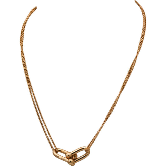 TIFFANY & CO. 18k Rose Gold HardWare Double Link Pendant Necklace w/ Box and Bag