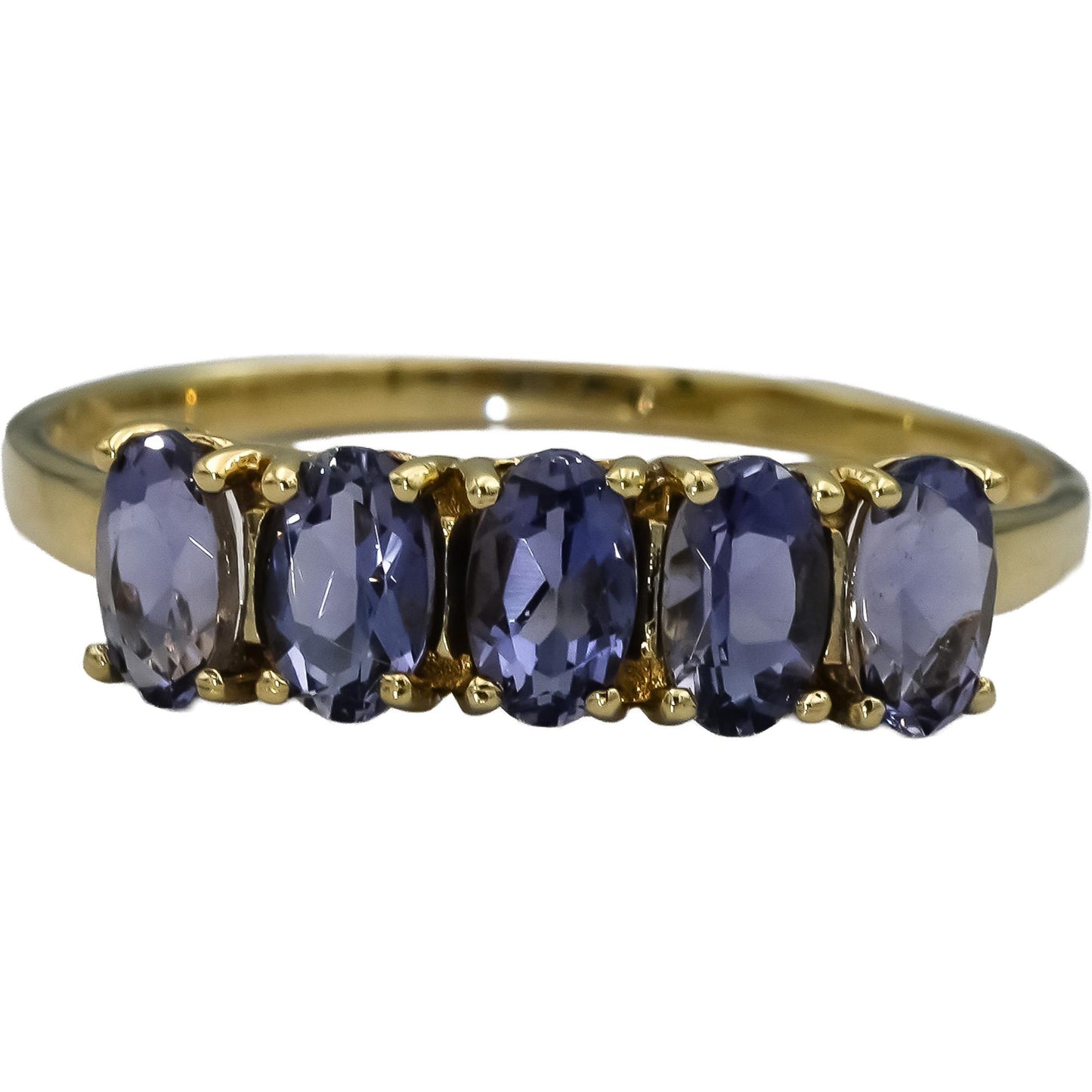 10k Yellow Gold Oval Cut Tanzanite Band Ring 1.0CT Size 8.25