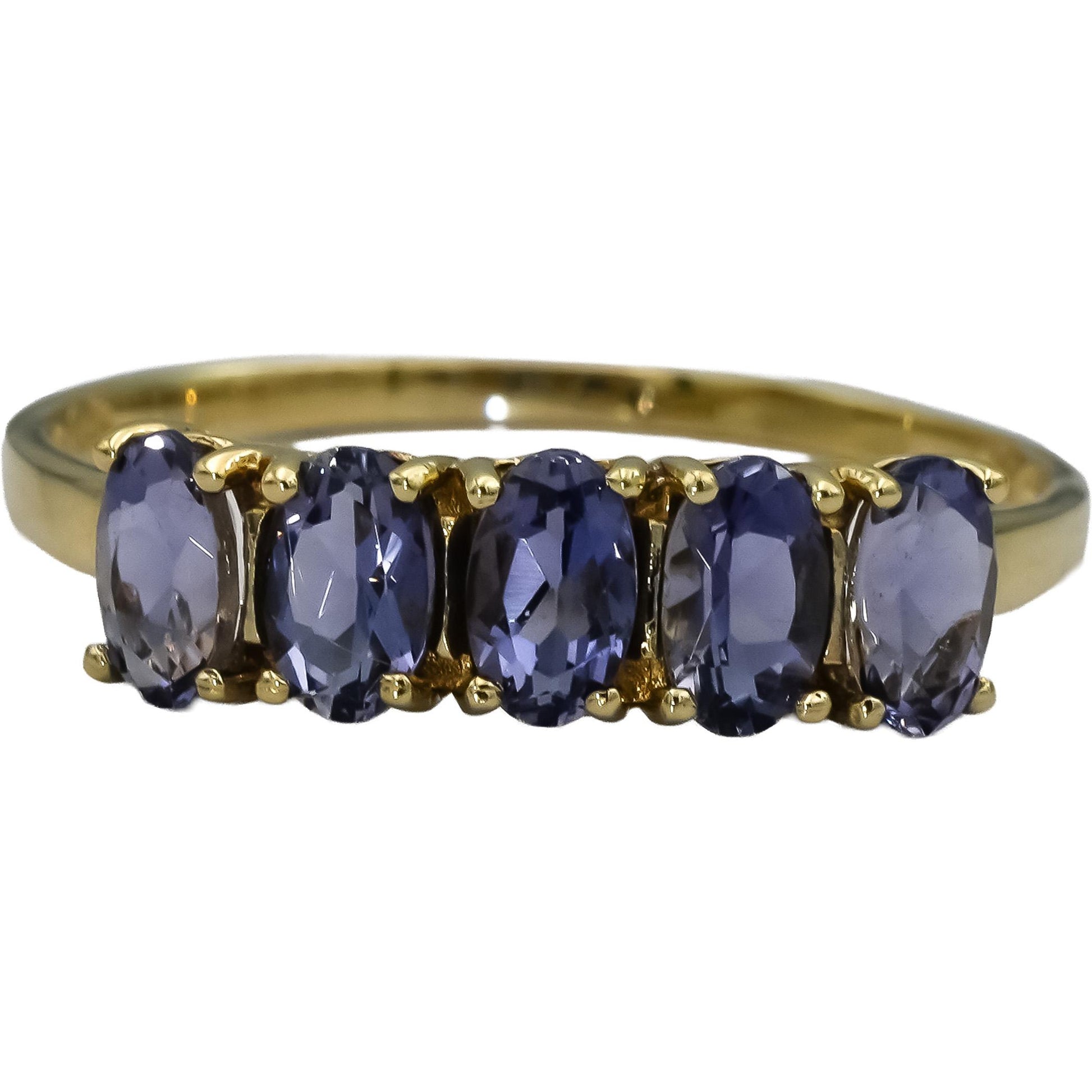10k Yellow Gold Oval Cut Tanzanite Band Ring 1.0CT Size 8.25