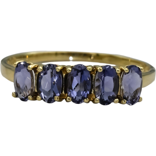 10k Yellow Gold Oval Cut Tanzanite Band Ring 1.0CT Size 8.25