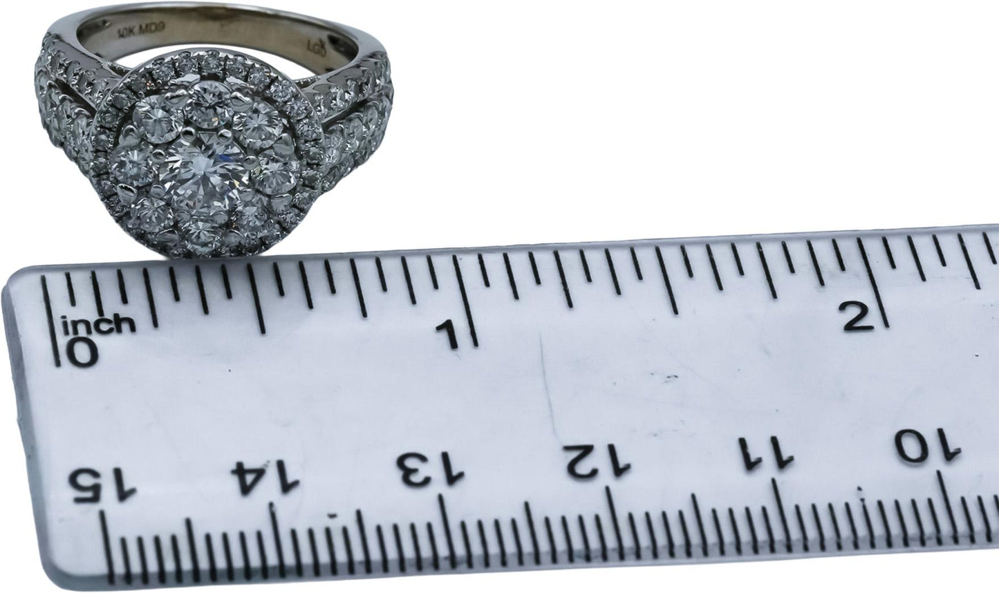 10k White Gold VS Round Lab-Grown Diamond Cluster Ring 3.0CT Size 7