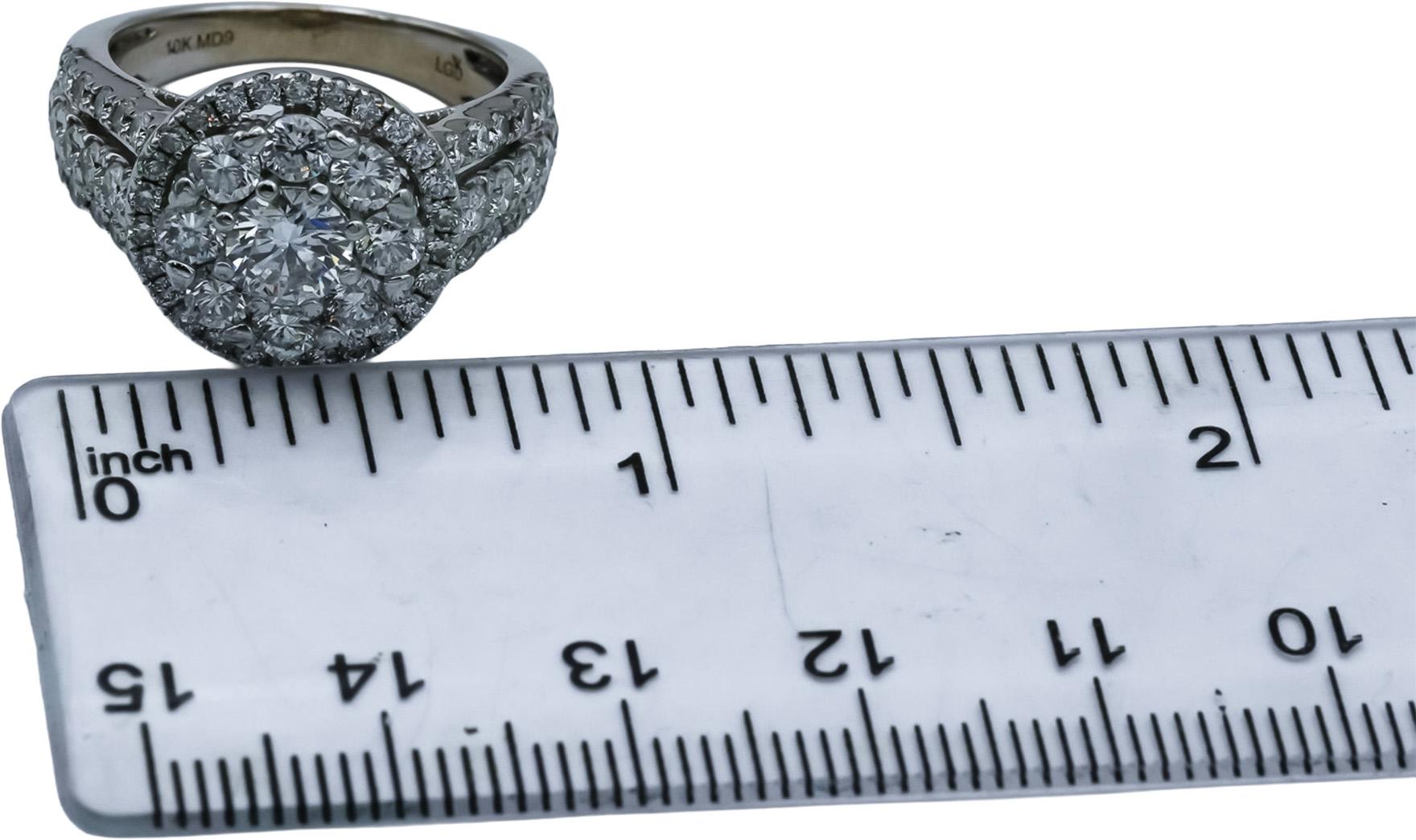 10k White Gold VS Round Lab-Grown Diamond Cluster Ring 3.0CT Size 7
