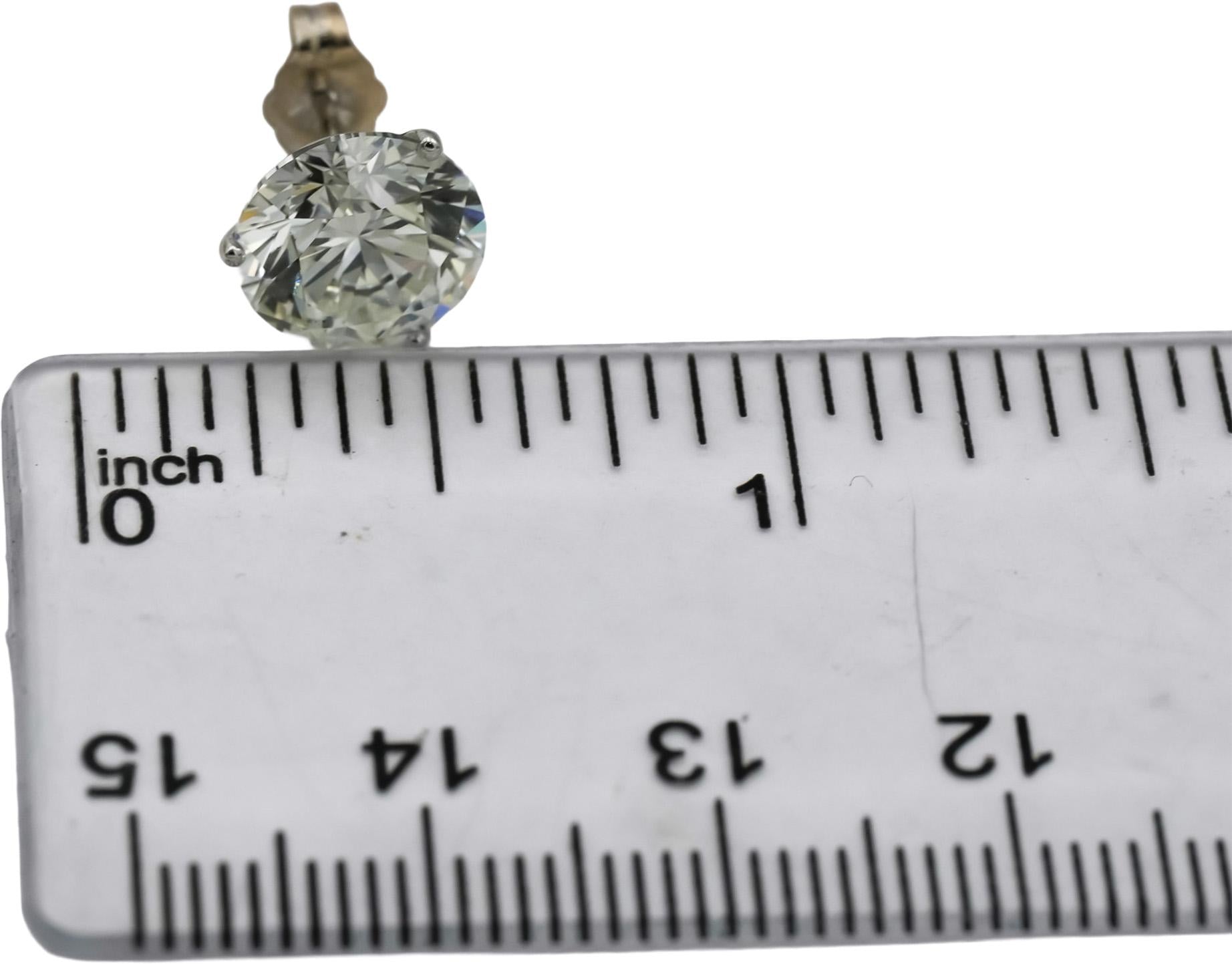IGI Certified 14k White Gold VS Round Lab-Grown Diamond Stud Earrings 6.12CT