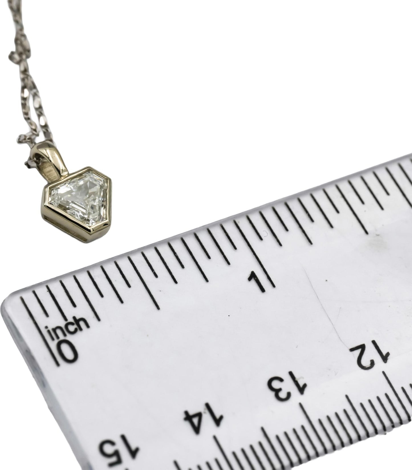 14k White Gold SI1/G Step Trillion Cut Diamond Pendant Necklace 1.01CT