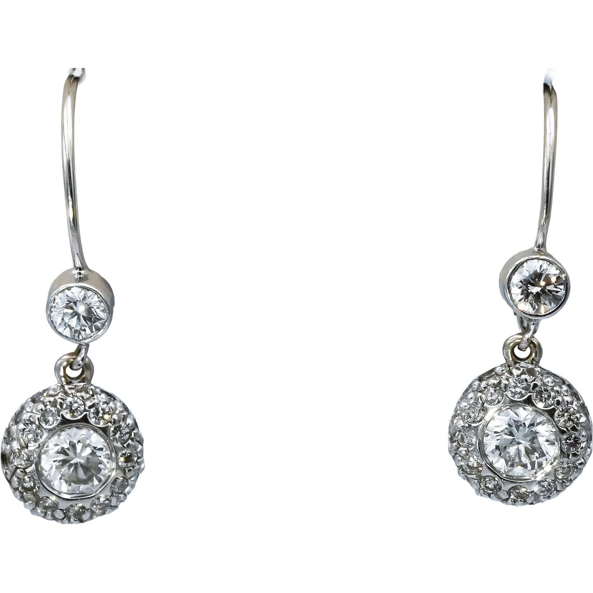18k White Gold VS Diamond Drop Dangle Earrings 1.0CT