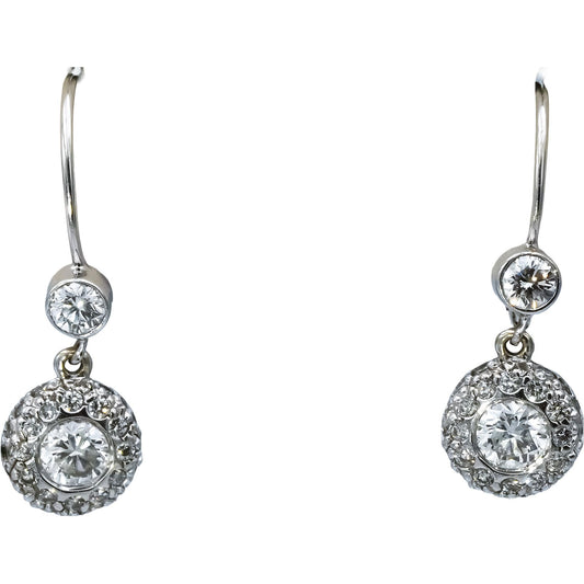 18k White Gold VS Diamond Drop Dangle Earrings 1.0CT