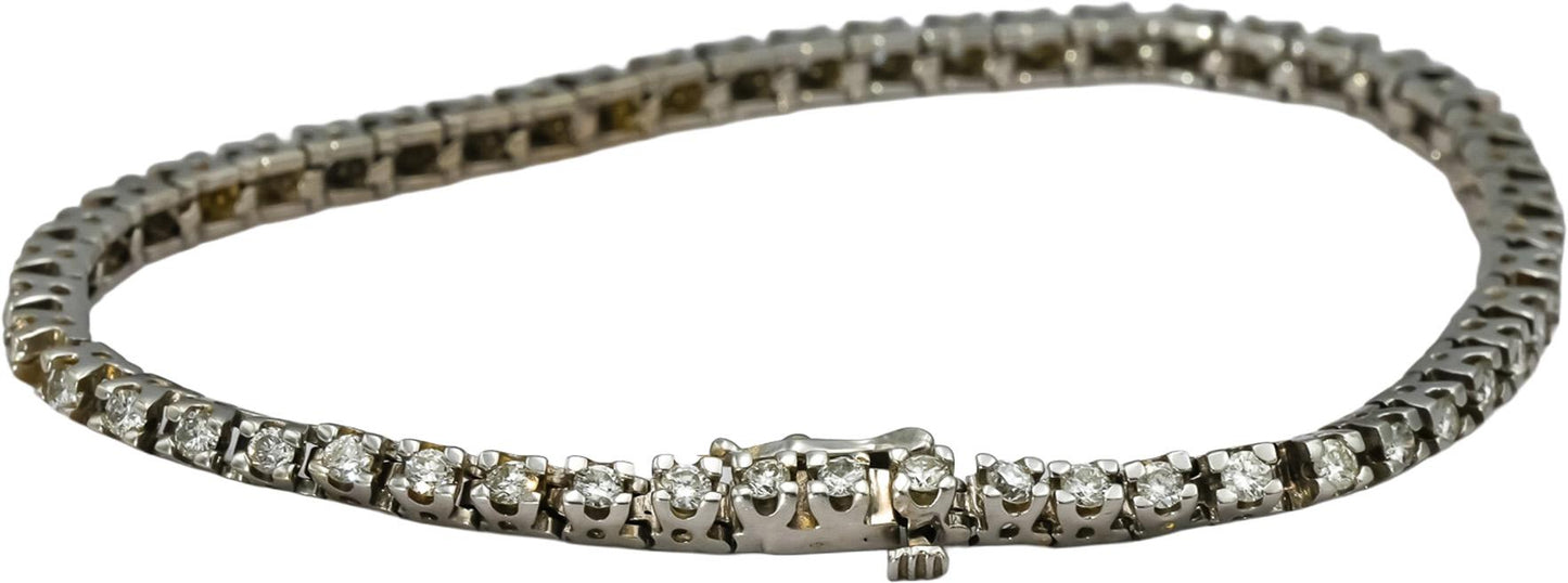 14k White Gold Round Diamond Tennis Bracelet 2.05CT