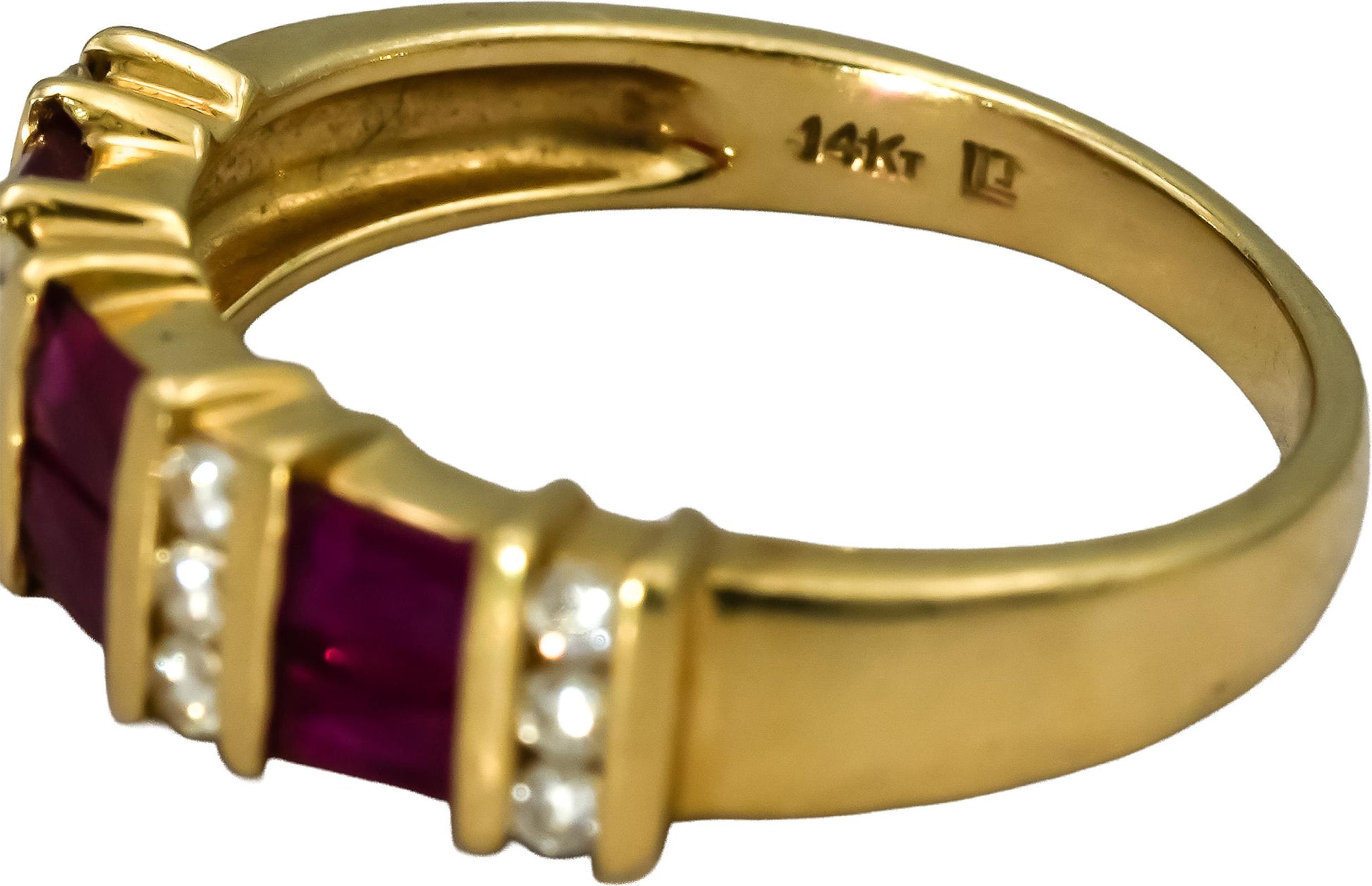 14k Yellow Gold Diamond and Ruby Band Ring 0.75CT Size 7