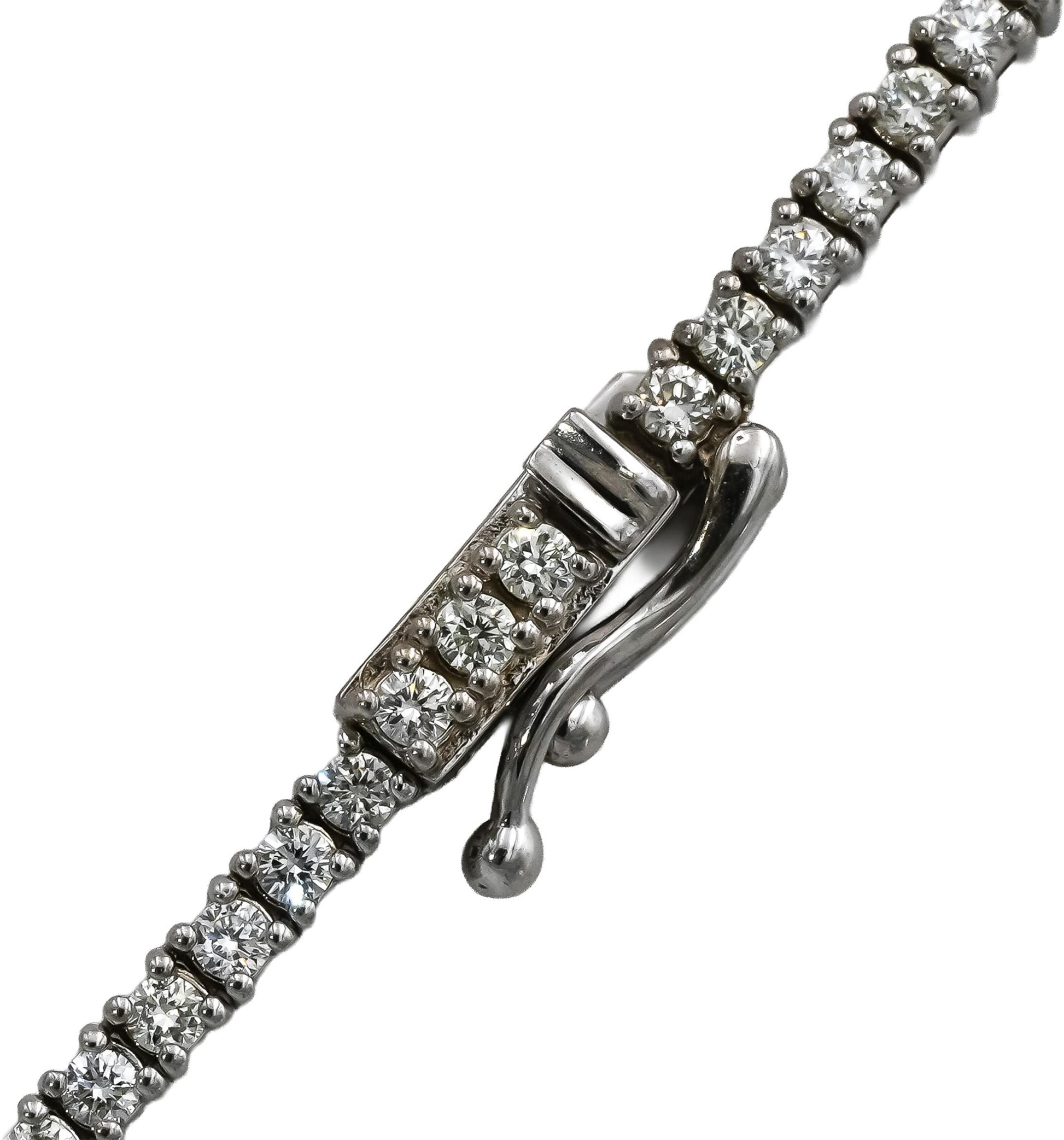 14k White Gold VS Round Diamond Tennis Necklace 3.55CT