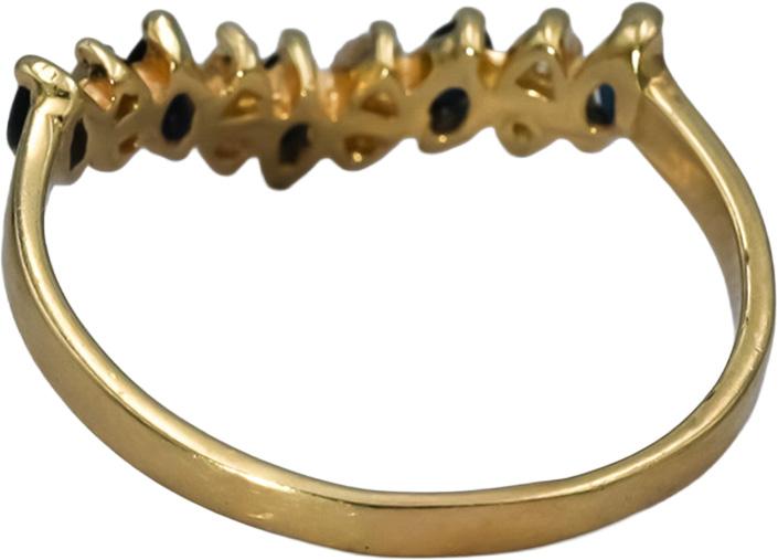 14k Yellow Gold Round Diamond and Marquise Sapphire Band Ring 0.40CT Size 8.25