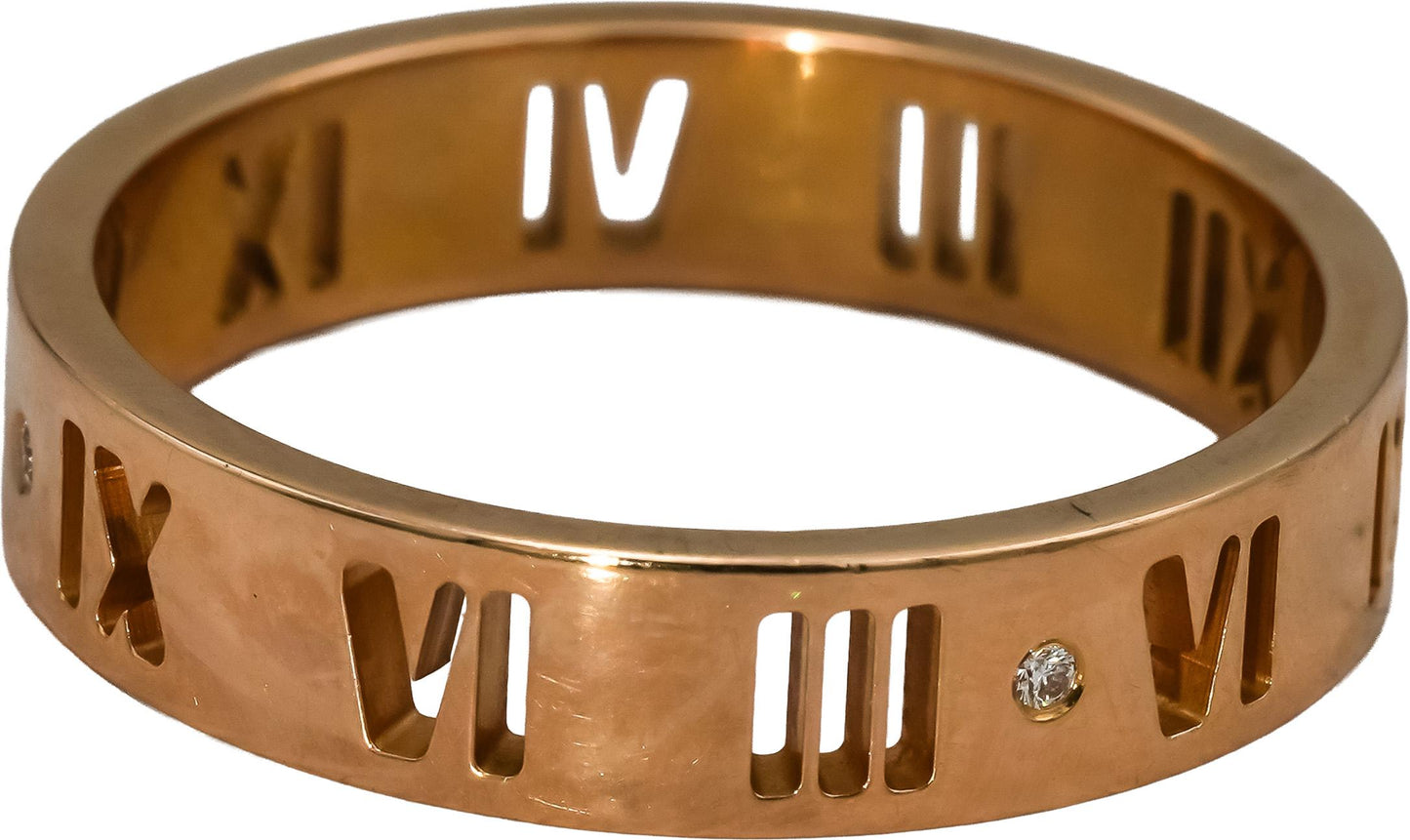 TIFFANY & CO. 18k Rose Gold VS Diamond Atlas Band Ring .02CT Size 10.25