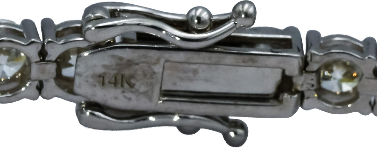 14k White Gold VS Round Diamond Tennis Bracelet 10.51CT