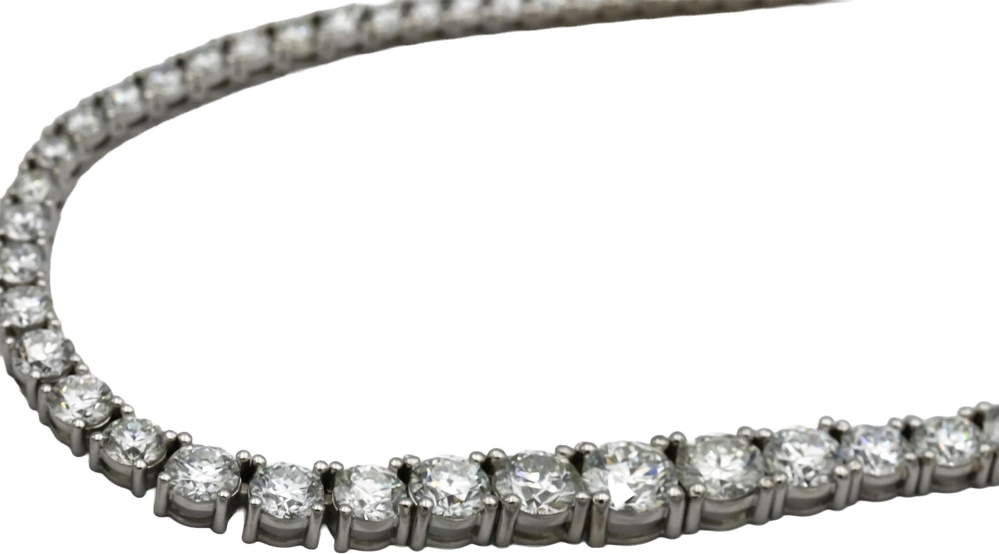 GIA 14k White Gold VS Round Diamond Graduated Riviera Necklace 17.07CT