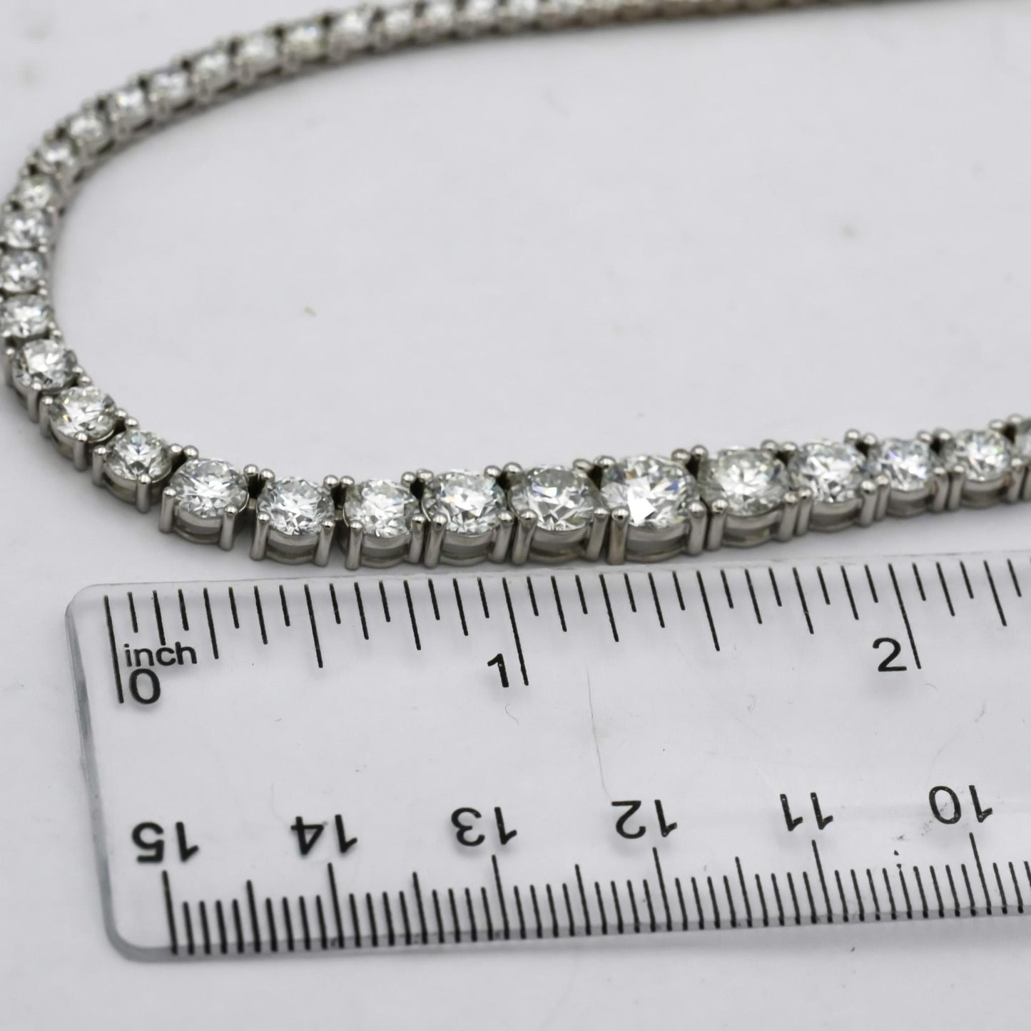 GIA 14k White Gold VS Round Diamond Graduated Riviera Necklace 17.07CT