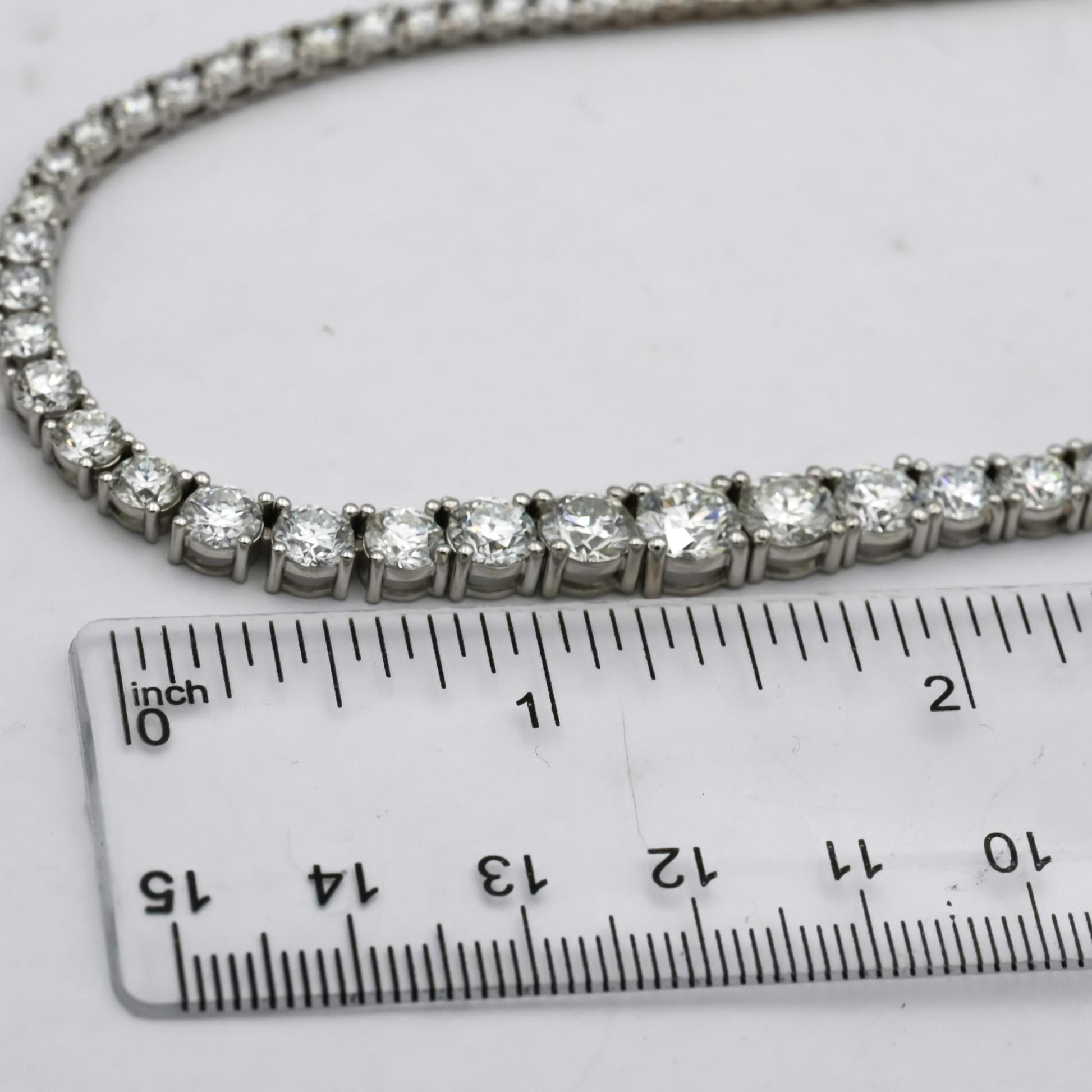 GIA 14k White Gold VS Round Diamond Graduated Riviera Necklace 17.07CT