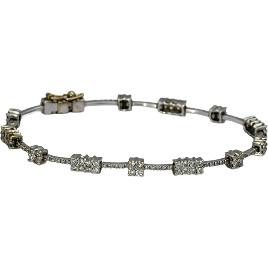 14k White Gold Round Diamond Fancy Link Bracelet 2.0CT