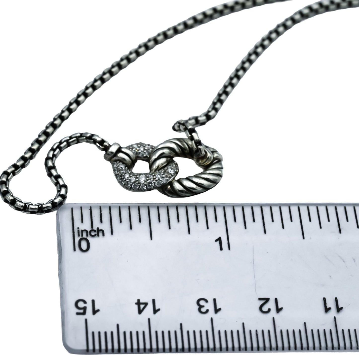 DAVID YURMAN Sterling Silver Belmont Double Curb Link Necklace .23CT