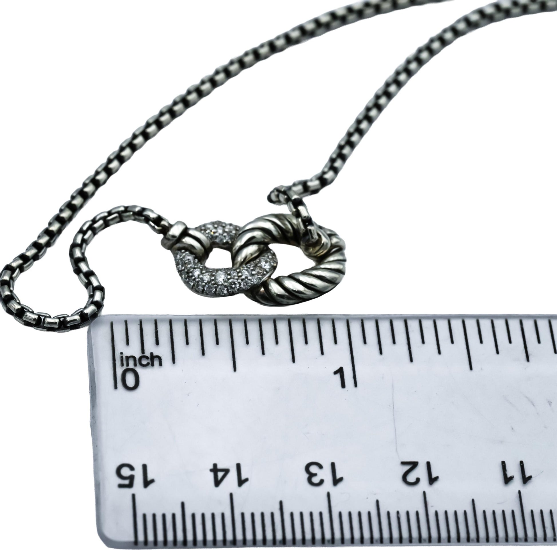 DAVID YURMAN Sterling Silver Belmont Double Curb Link Necklace .23CT