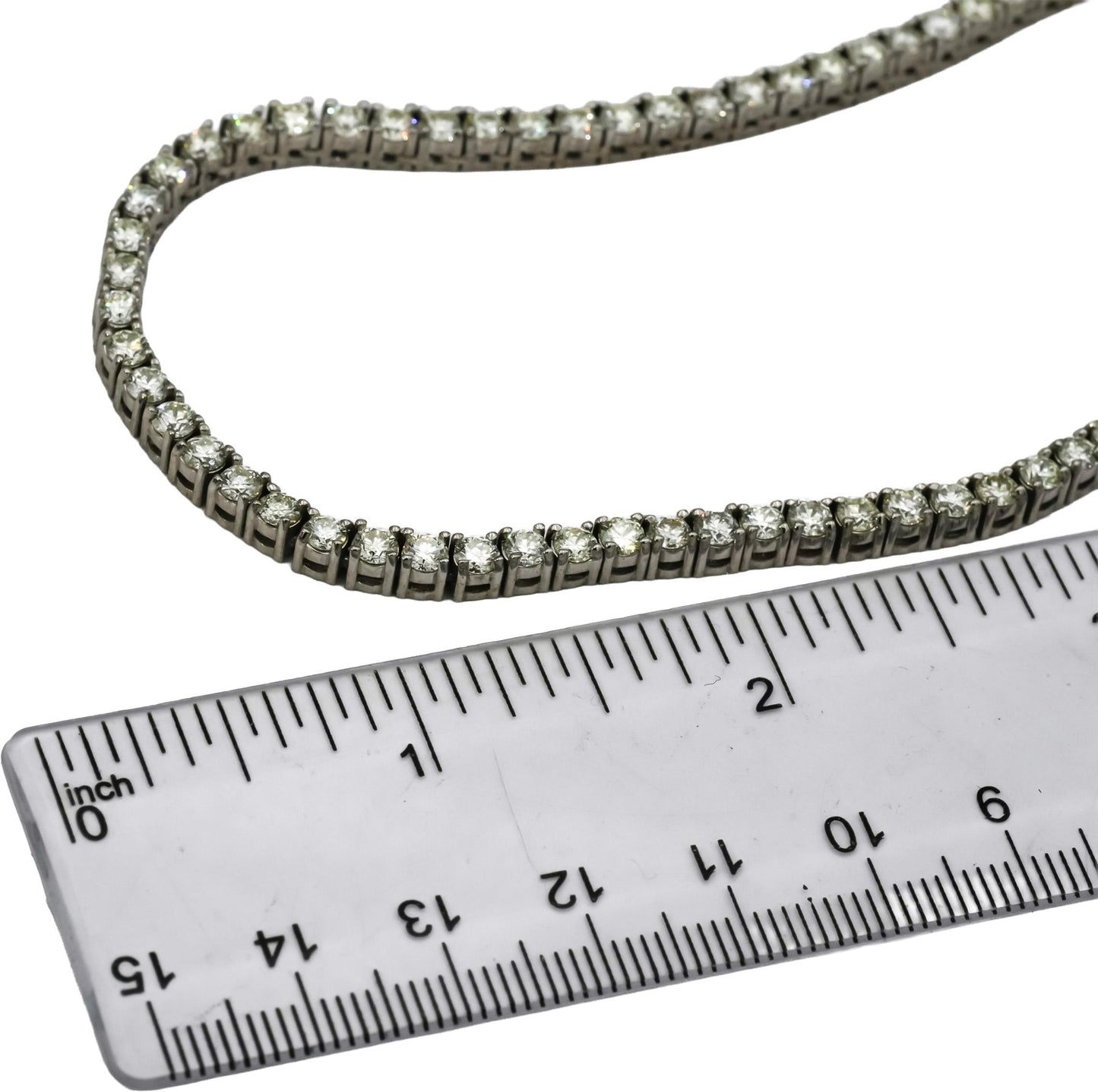 14k White Gold Round Diamond Tennis Necklace 13.0CT