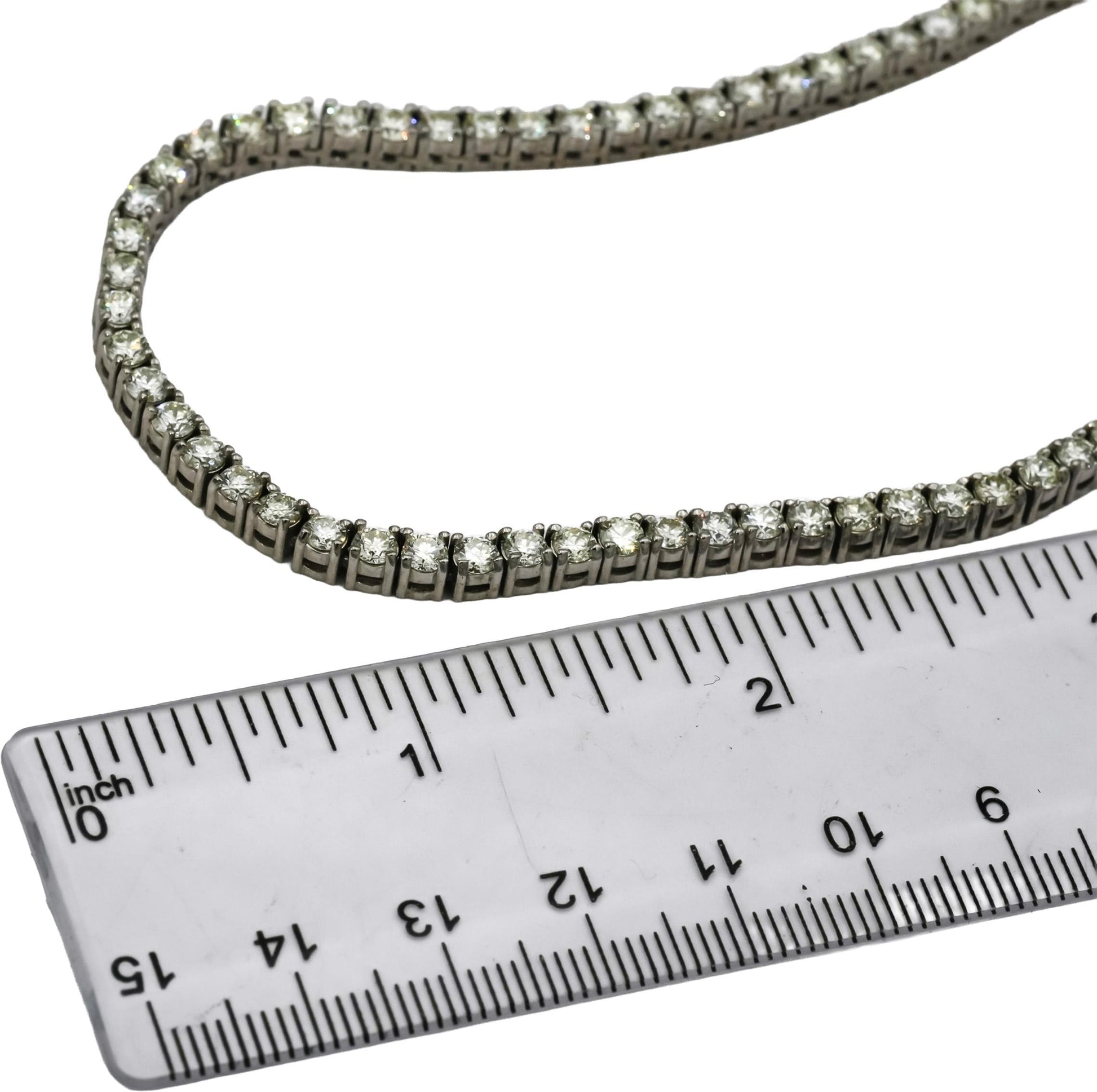 14k White Gold Round Diamond Tennis Necklace 13.0CT