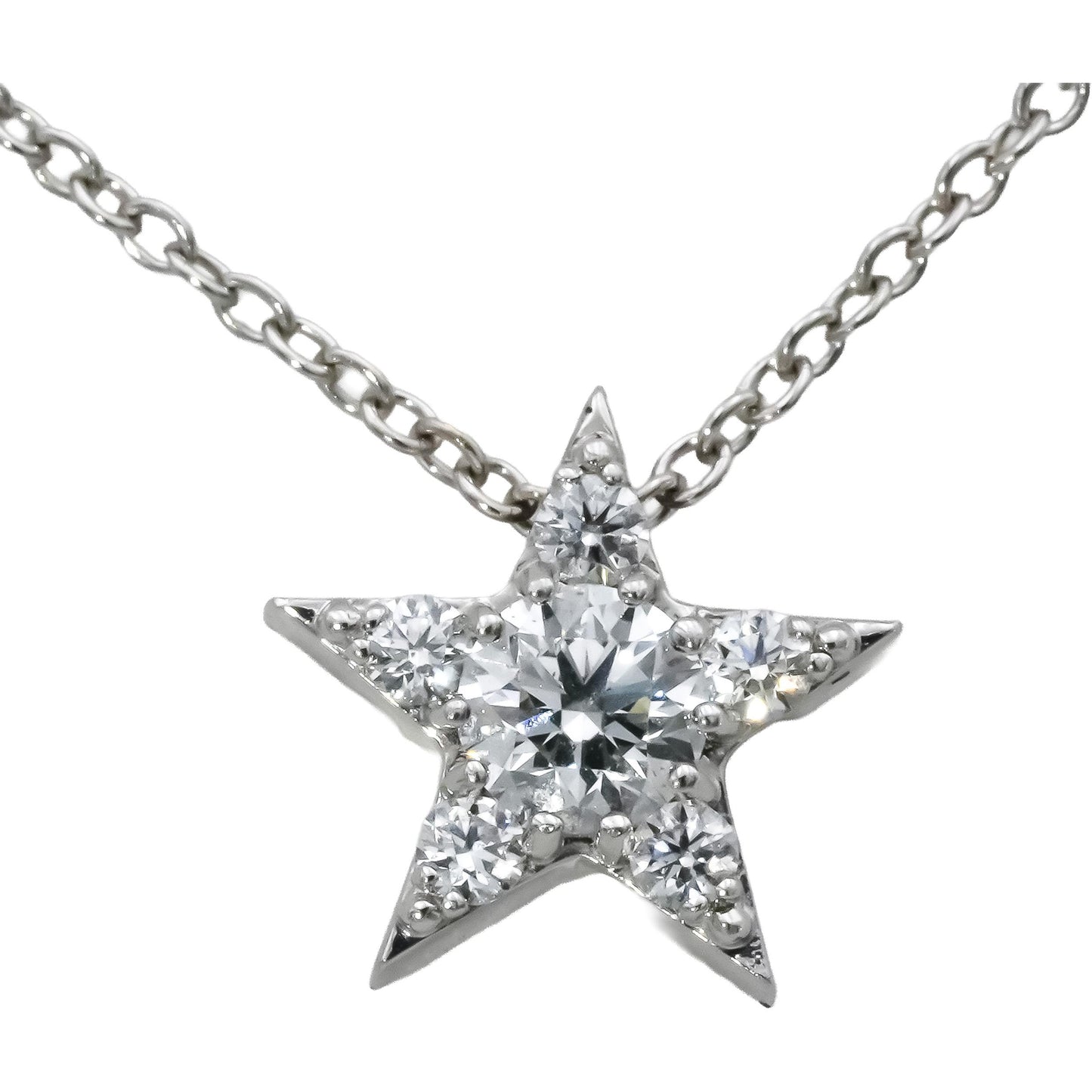 HEARTS ON FIRE 18k White Gold VS Diamond Star Pendant Necklace 0.42CT