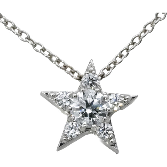 HEARTS ON FIRE 18k White Gold VS Diamond Star Pendant Necklace 0.42CT