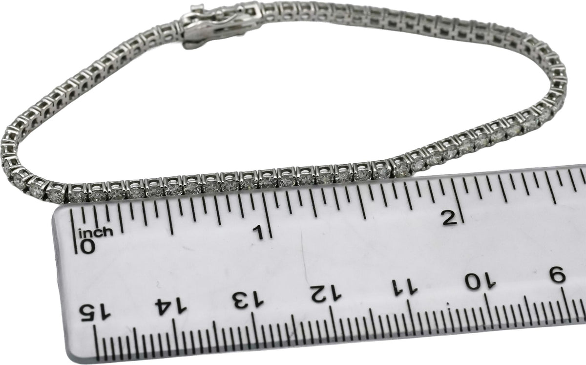 14k White Gold VS Round Diamond Tennis Bracelet 3.51CT