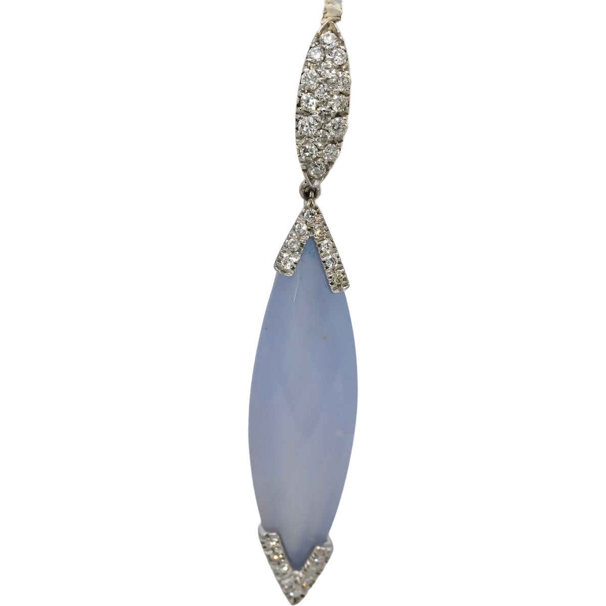 ROBERTO COIN 18k White Gold Diamond and Chalcedony Drop Dangle Earrings