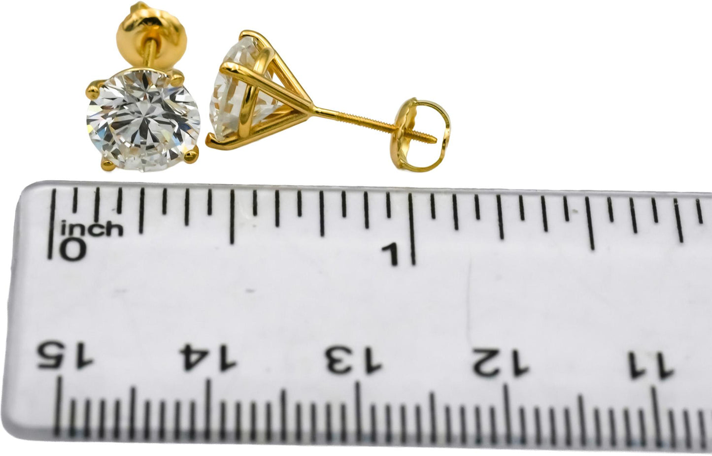 14k Yellow Gold VS Round Lab-Grown Diamond Screw Back Stud Earrings 4.06CT
