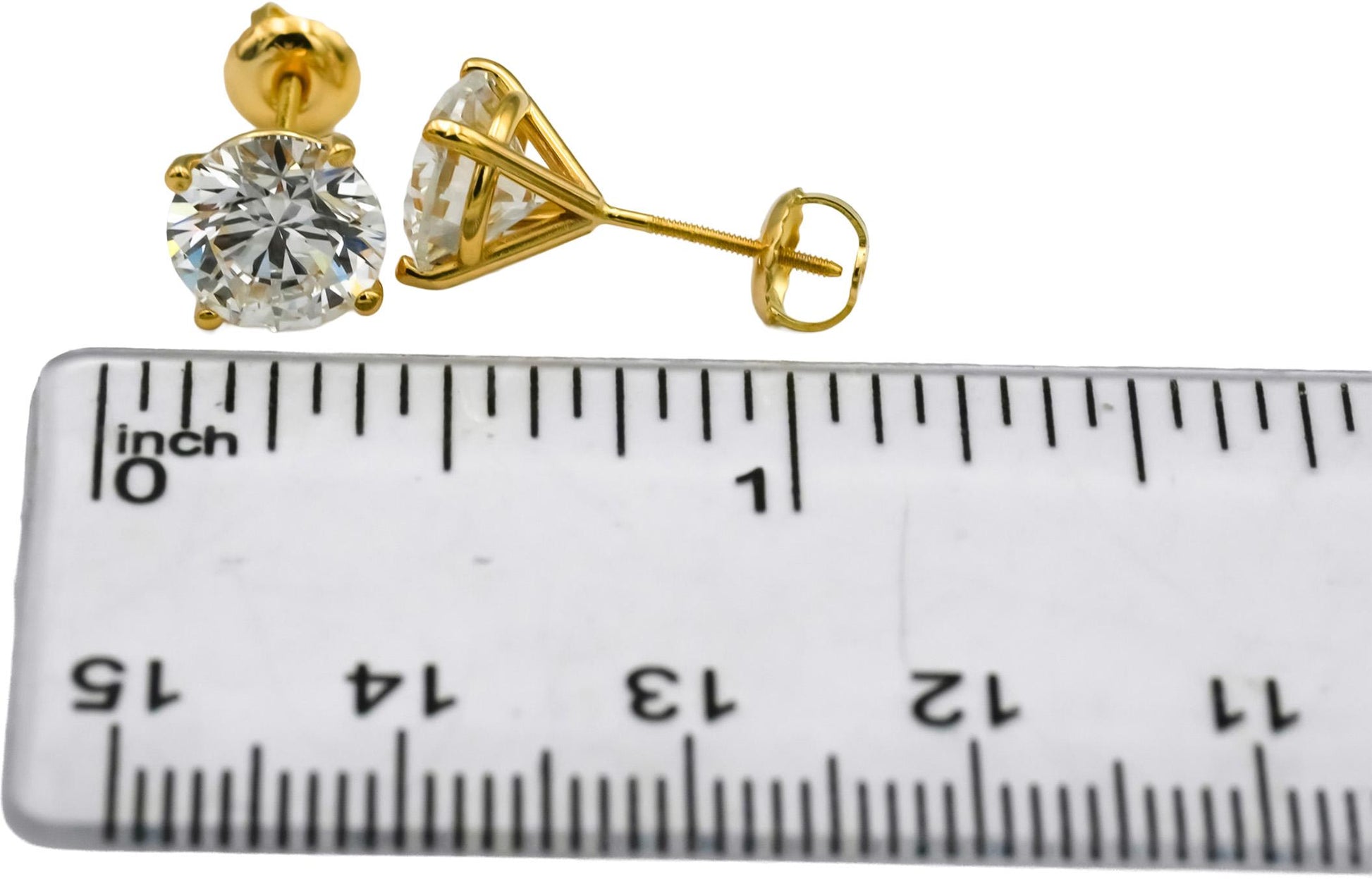 14k Yellow Gold VS Round Lab-Grown Diamond Screw Back Stud Earrings 4.06CT
