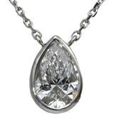 14k White Gold VS Pear Cut Lab-Grown Diamond Solitaire Pendant Necklace 1.05CT