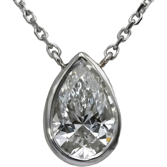 14k White Gold VS Pear Cut Lab-Grown Diamond Solitaire Pendant Necklace 1.05CT