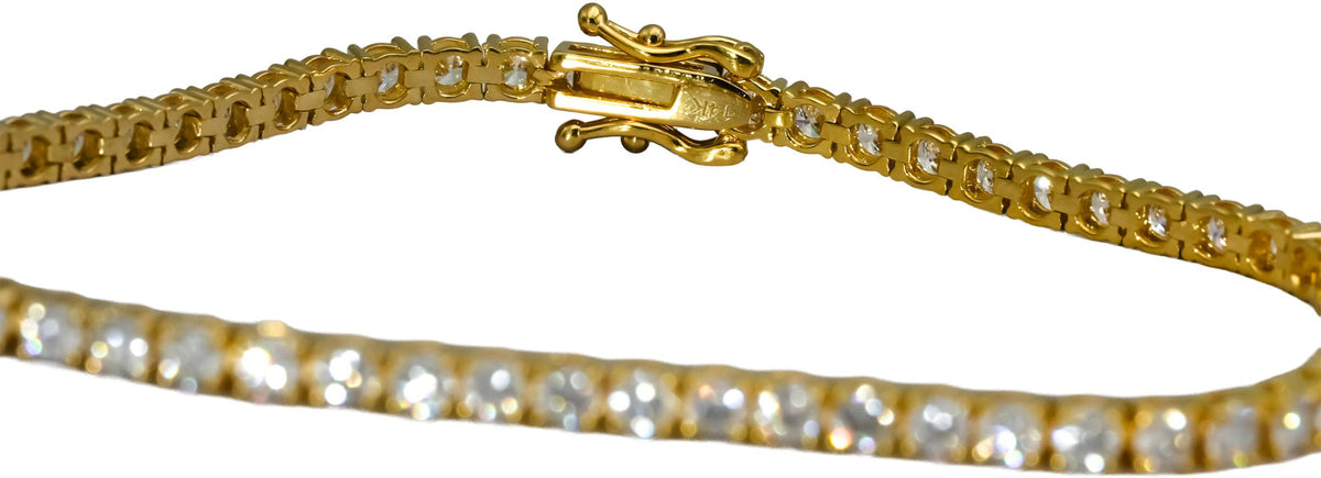 14k Yellow Gold VS Round Lab-Grown Diamond Tennis Bracelet 4.40CT