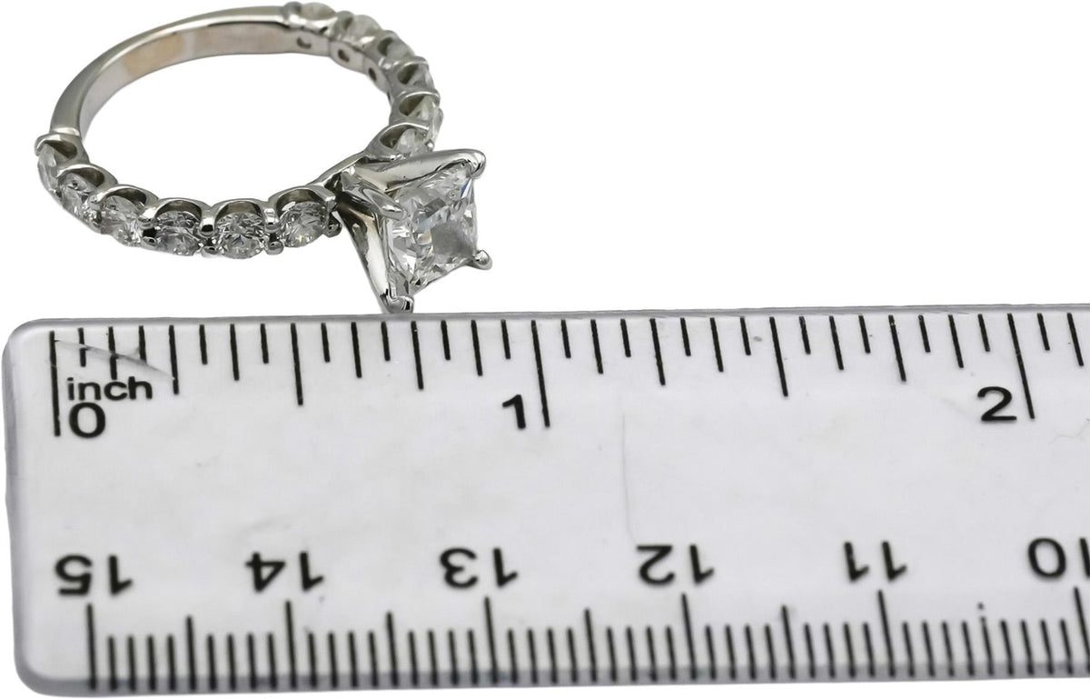 GIA 18k White Gold SI2/G Princess Cut Diamond Engagement Ring 3.0CT Size 6
