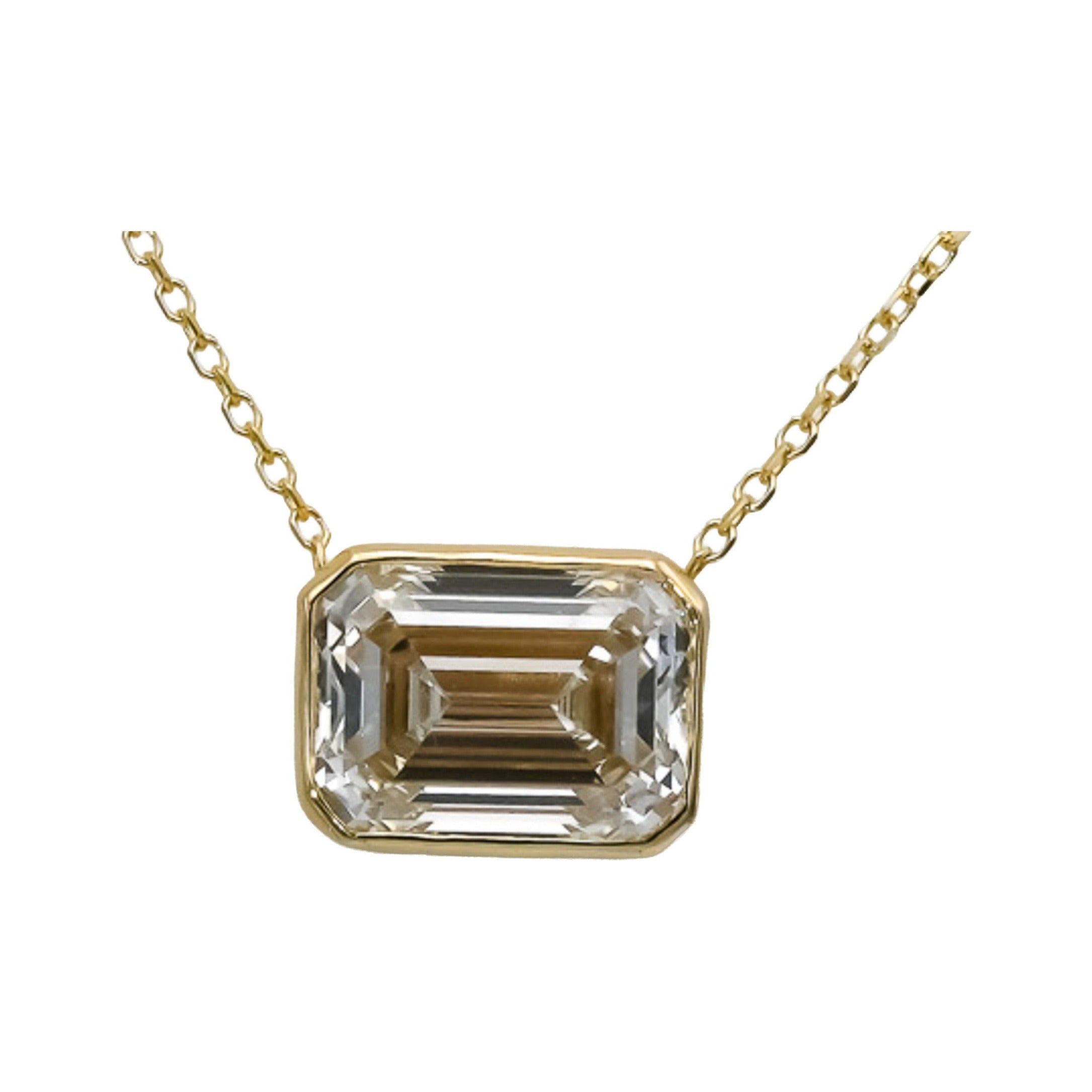 IGI 14k Yellow Gold VS1/G Emerald Cut Lab-Grown Diamond Pendant Necklace 2.59CT