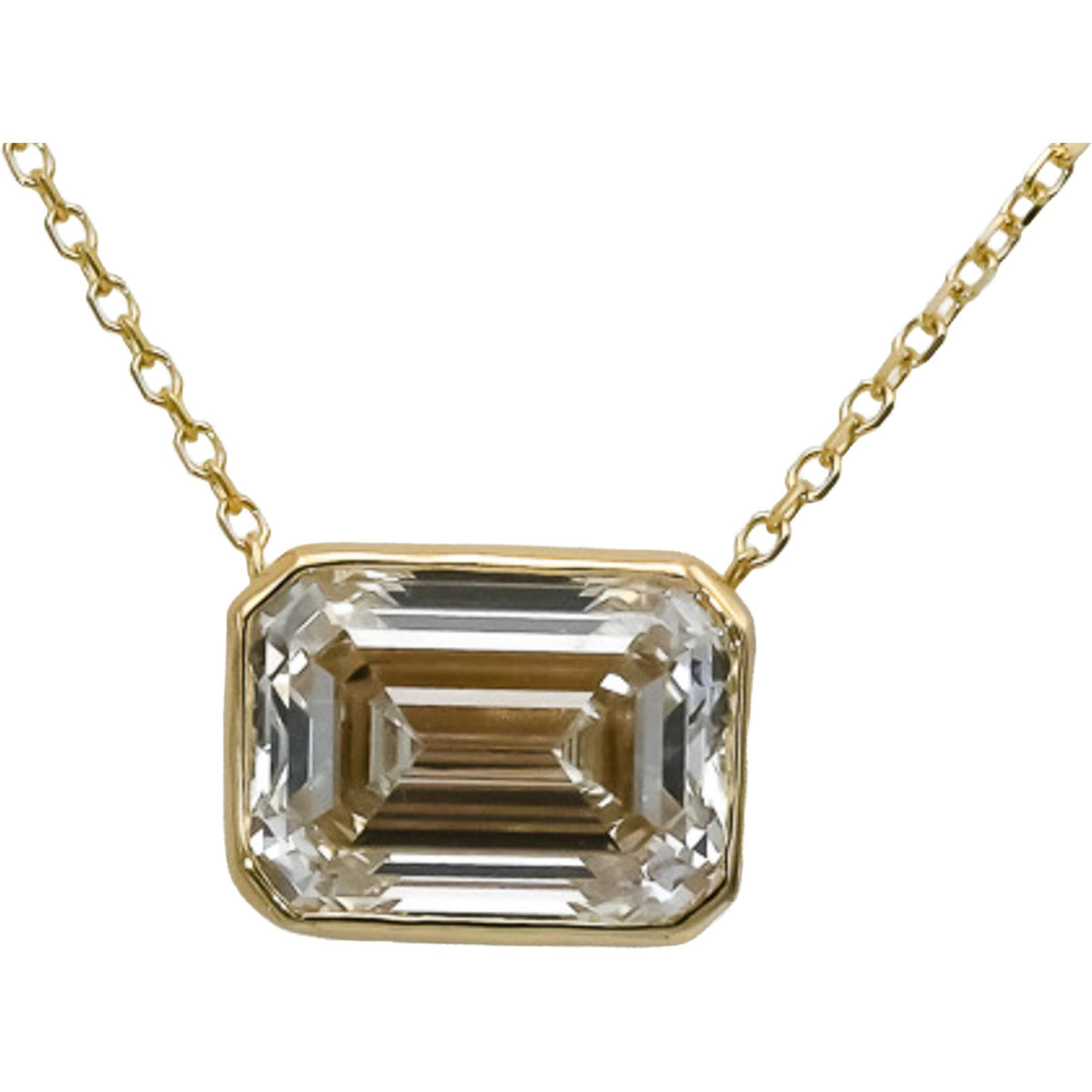 IGI 14k Yellow Gold VS1/G Emerald Cut Lab-Grown Diamond Pendant Necklace 2.59CT